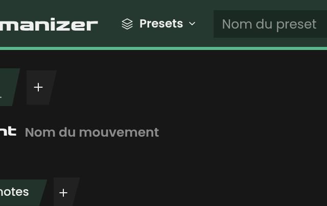 Le menu Presets et le champ Nom du preset en haut de MIDI Humanizer