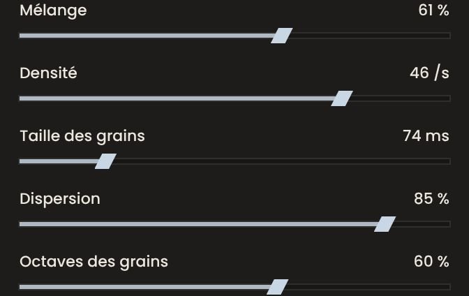 Le réglage Taille des grains dans l'onglet Nuée
