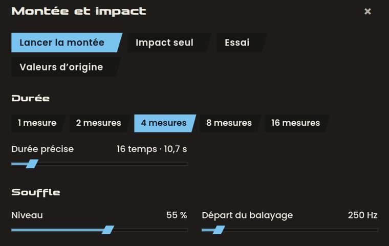 Réglage de la durée de la montée dans Relief, en mesures