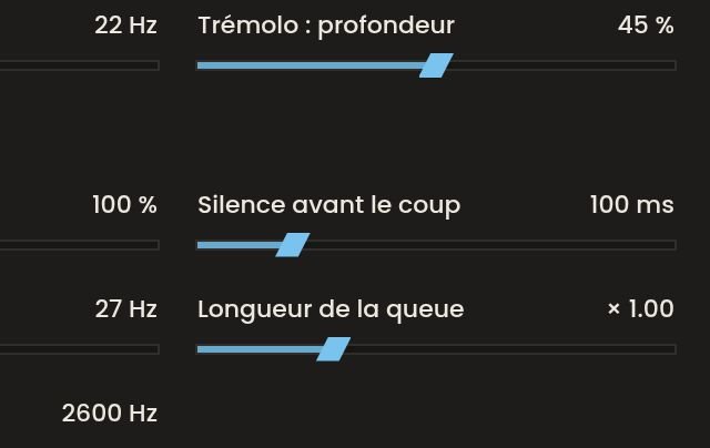 Le réglage Silence avant le coup dans l'onglet Montée de Relief